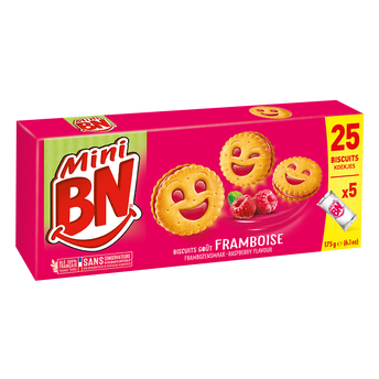 Image de Mini biscuits fourrés framboise BN, x5 soit