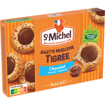 Image de Galette moelleuse tigrée nappée au chocolat lait, ST MICHEL