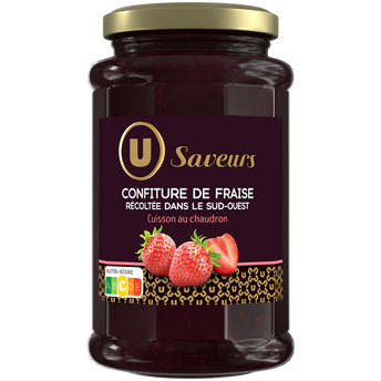 Image de U SAVEURS
Confiture de fraises récoltées dans le Sud-Ouest , pot de