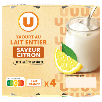 Image de U
Yaourt au lait entier parf.citron pot verre