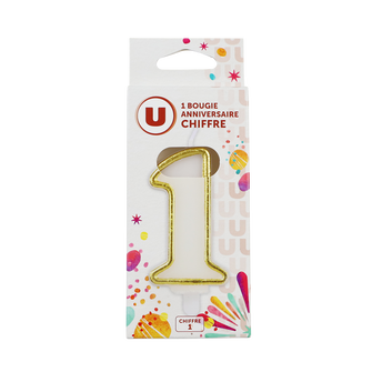Image de U
Bougie anniversaire dorée chiffre