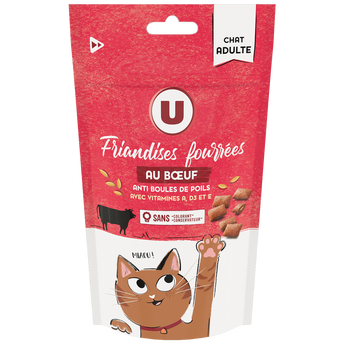 Image de U
Friandises fourrées pour chat anti boule de poils au boeuf