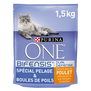 Image de Croquettes chat PELAGE & BOULES DE POILS Poulet Céréales PURINA ONE