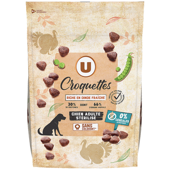 Image de U
Croquettes sans céréales riche en dinde fraiche pour chien stérile