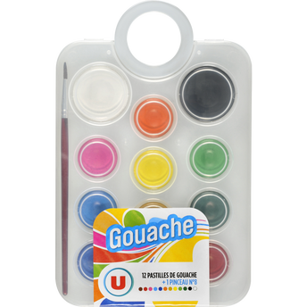 Image de U
Pastilles de gouache avec pinceau n°8, coloris assortis, pack de