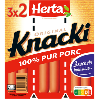 Image de Knacki original 100% pur porc HERTA 3x2 sachets individuels