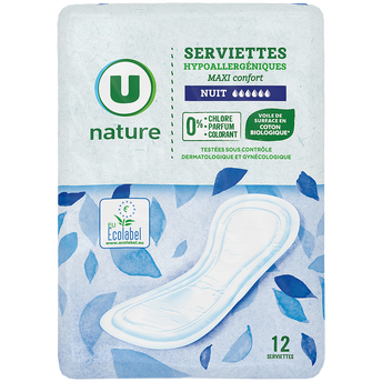 Image de U NATURE
Serviettes hygiéniques maxi nuit