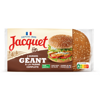 Image de Pains Burger Géant à la farine complète Sans Additifs JACQUETx4