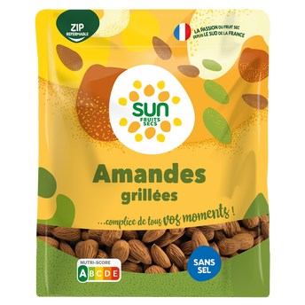 Image de Amandes décoritiquées, grillées, sans sel, sachet