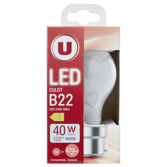 Image de U
Ampoule Led ronde 40w B22 opaque lumière