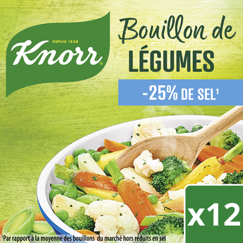 Image de Cubes de bouillon de légumes réduit en sel KNORR, 12 tablettes