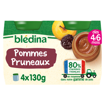 Image de Petits pots bébé aux fruits pommes pruneaux dès 4 mois BLEDINA