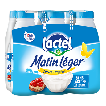 Image de Lait sans lactose 1,2% mg MATIN LEGER LACTEL UHT bouteille