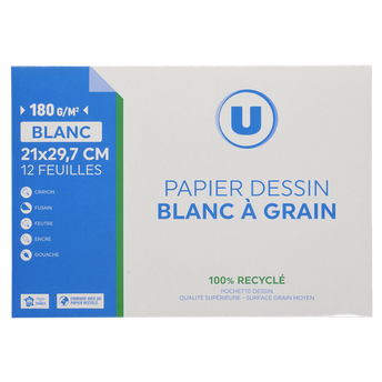 Image de U
Pochette dessin papier à grain A4 180g 12 feuilles