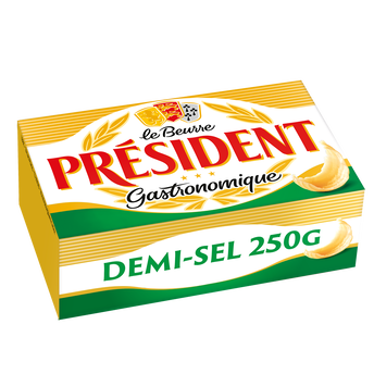 Image de Beurre gastronomique demi-sel PRÉSIDENT, 80%mg, plaquette de