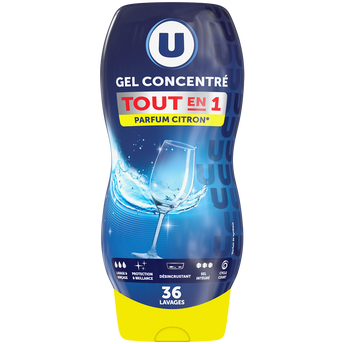 Image de U
Gel lave-vaisselle tout en 1 parfum citron flacon