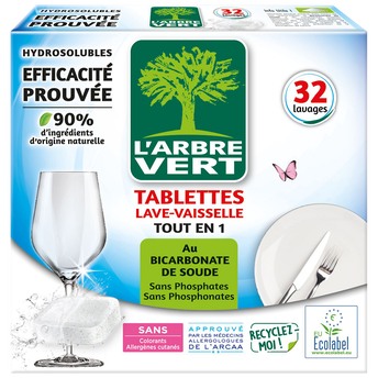 Image de Tablette lave vsl tout-en-1 écolabel L'ARBRE VERT x32doses90% d'ingrédients d'origine