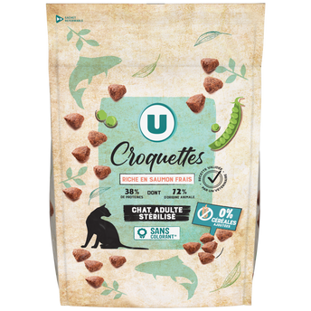 Image de U
Croquettes sans céréales riche en saumon frais pour chat adulte stérilisé