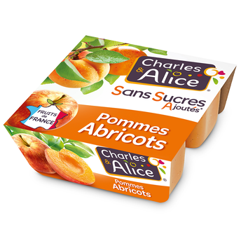 Image de Dessert fruitier Pomme Abricot Sans Sucres Ajoutés CHARLES & ALICE -4pots de