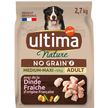 Image de Croquettes sans céréales pour chien médium et maxi à la dinde ULTIMA NATURE