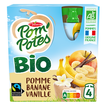 Image de Compotes Gourdes BIO Pomme Banane Vanille POM'POTES
