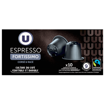 Image de U
Café capsules Bio ESPRESSO FORTISSIMO N°9 - compatible NESPRESSO