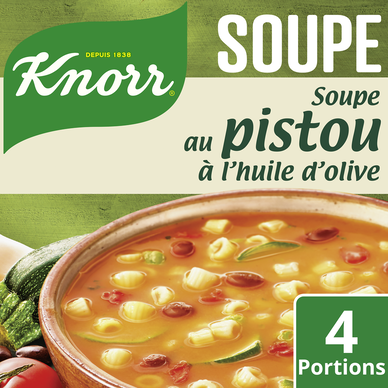 Soupe au Pistou et à l'huile d'olive déshydratée KNORR, sachet de 80g,1 l -  Super U, Hyper U, U Express 