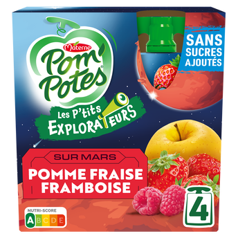 Image de Compotes Gourdes Les P'tits Explorateurs Sur Mars Pomme Fraise Framboise POM'POTES