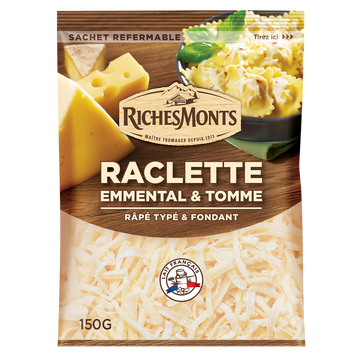 Riches Monts Fromage Râpé Raclette, Emmental Et Tomme Riches Monts - 150g