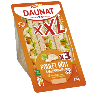 Daunat Sandwich Triangle Xxl Poulet Rôti Mayonnaise Daunat, 230g