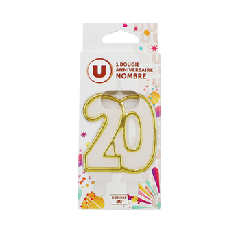 Image de U
Bougie anniversaire dorée chiffre