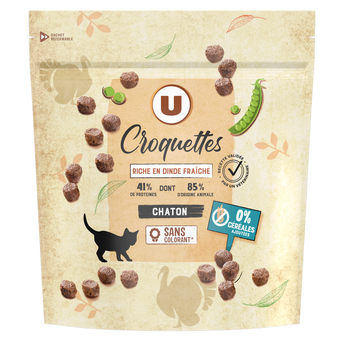 Image de U
Croquettes sans céréales riche en dinde fraîche pour chaton