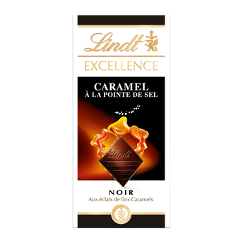 Image de Chocolat noir 70% de caramel à la pointe de sel excellence LINDT, Tablette de