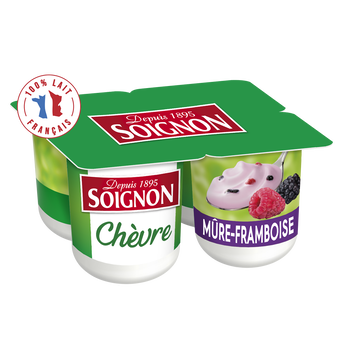 Image de Yaourts brassés au lait de chèvre mûre framboise SOIGNON  - 4 pots