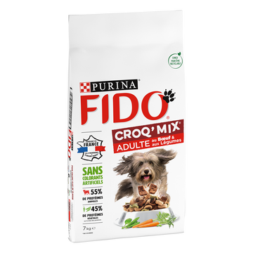 Fido Croq Mix Adult Au Boeuf Pour Chien Fido Sac De 7kg