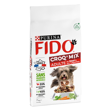 Fido Croq Mix Adult Au Boeuf Pour Chien Fido Sac De 7kg