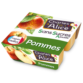 Image de Dessert fruitier Pomme Sans sucres ajoutés CHARLES & ALICE - 4 pots