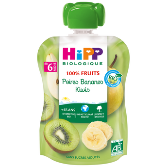 Image de Gourde poires, bananes et kiwis bio HIPP, dès 6 mois