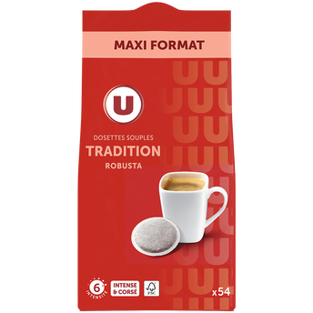Image de U
Café tradition U, x54 dosettes