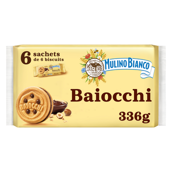 Image de Biscuits Baiocchi Snack fourrés aux noisettes & cacao MULINO BIANCO