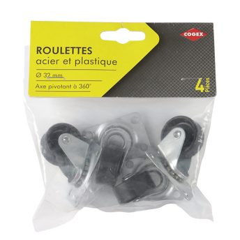 Image de Roulette en acier/plastique 32mm