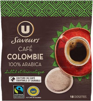 Image de Café mlu Colombie 100% arabica U SAVEURS dosette x18