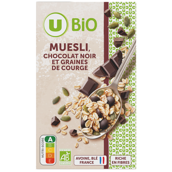 Image de U BIO
Céréales Muesli floconneux chocolat noir et graines de courge
