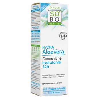 Image de Crème jour hydratante riche aloé vera pss SO BIO tube