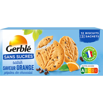 Image de GERBLE - Biscuit Sablé Orange Pépites Chocolat Sans Sucres