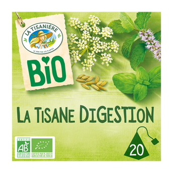 Image de Infusion bio à l'arôme naturel (menthe douce/graines d'anis/basilic) la tisane digestion LA TISANIERE, 20 sachets de