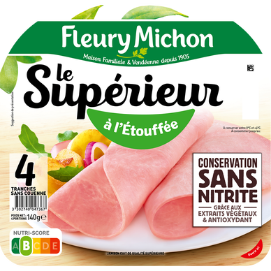 Fleury Michon Jambon Blanc Le Braisé, Conservation Sans Nitrites, 140g