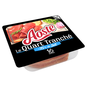 Image de 1/4 jambon cru -25% sel AOSTE, 16 tranches