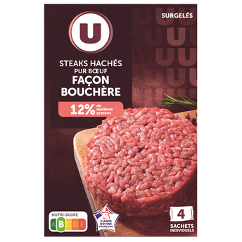 Image de U
Steak haché pur boeuf façon bouchère 12%MG