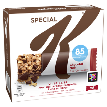 Kellogg's Barres Céréales Special K Kellogg's Chocolat, 6x21,5g